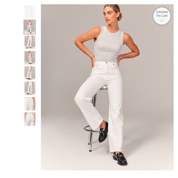 NEW Abercrombie High Rise 90s Relaxed Jean White - 34W Short - Picture 8 of 11